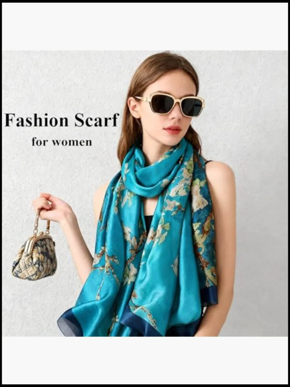 Large Silk-Feel Shawl Scarf Lightweight Satin Wrap Fashion Neck Scarf Hijab